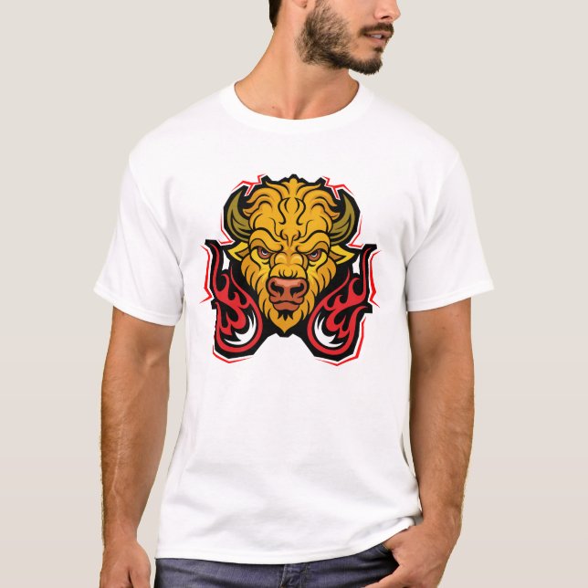 Bison Walking Through Fire T-Shirt (Vorderseite)