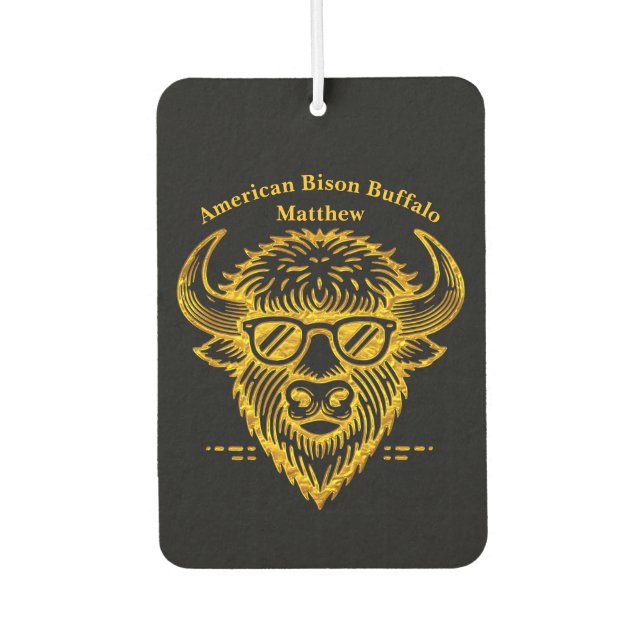 Bison Wearing Sonnenbrille mit Coolem Ausdruck Autolufterfrischer (Vorderseite)