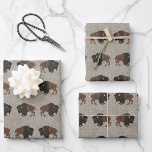 Bison Wrapping Paper Flat Sheet Set 3 Geschenkpapier Set