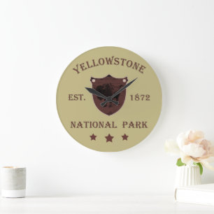 Bison Yellowstone Nationalpark Große Wanduhr