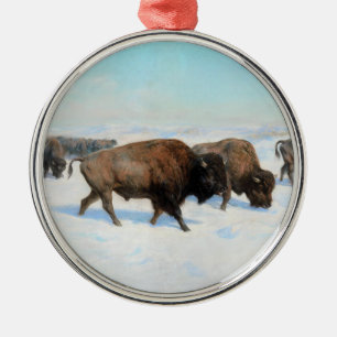 Bisons im Schnee (von Rosa Bonheur) Ornament Aus Metall