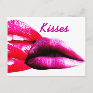 Bisous, Carte postale avec lèvres