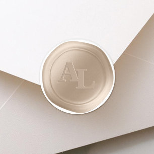 Bisque Sand Wax Siegel Monogram Wedding Stickers