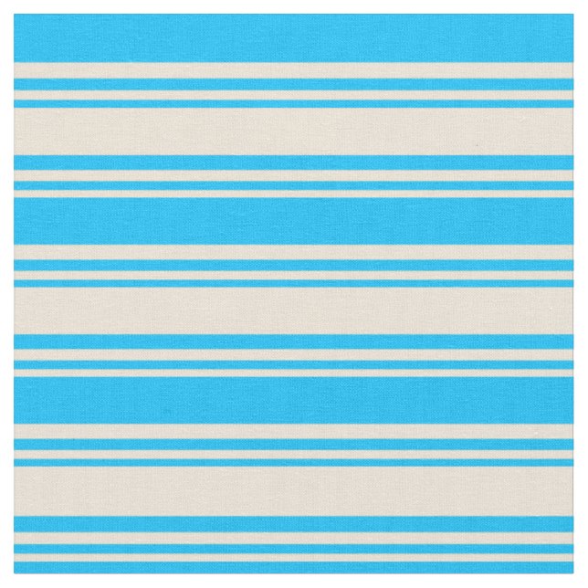 Bisque und Deep Sky Blue Stripes Stoff (Nahaufnahme)