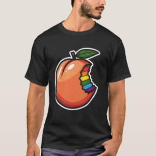 Biss aus bunter Pfirsich mit Regenbogenrand T-Shirt