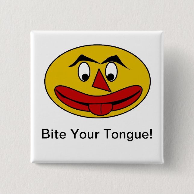 Biss deine zunge Funny Yellow Face Button (Vorderseite)