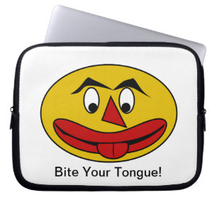 Biss deine zunge Funny Yellow Face Laptopschutzhülle