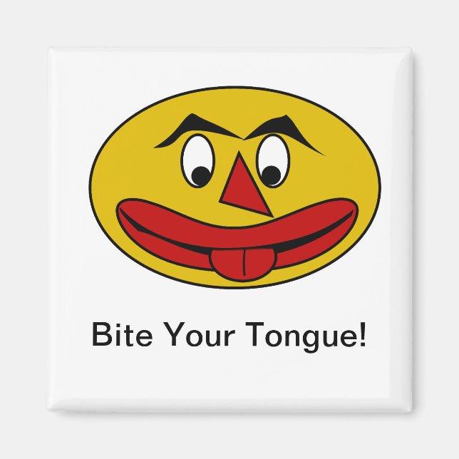 Biss deine zunge Funny Yellow Face Magnet (Vorne)