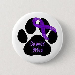 Biss Dog Paw Lila Ribbon-Lymphom-Krebs Button