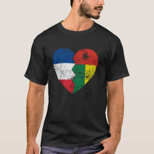 Bissau Französische Flaggen Herz Frankreich Guinea T-Shirt
