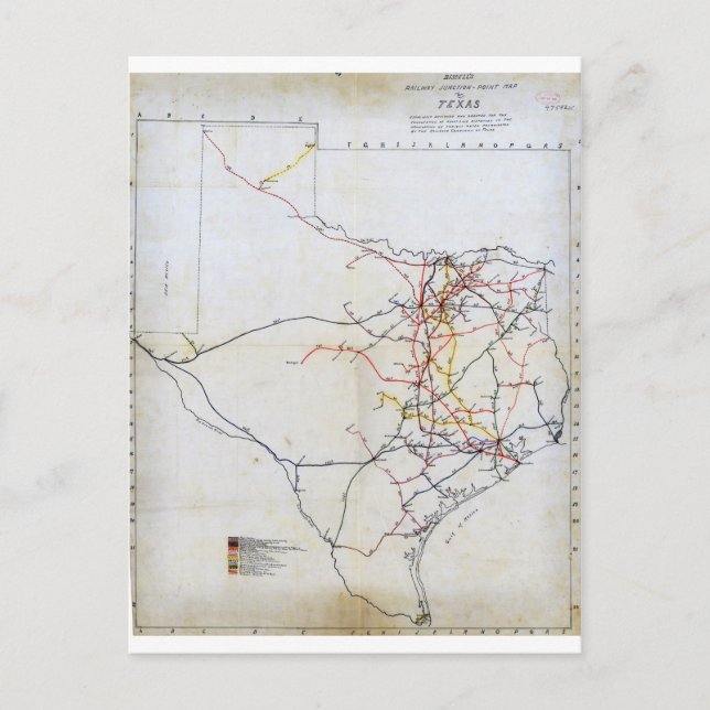 Bissell’s Bahnübergangsplan von Texas (1891).jpg Postkarte (Vorderseite)