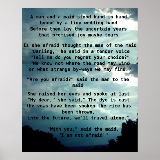 BIST DU ANGST, SAGTE DER MANN DAS MAID-Gedicht? Poster (Vorne)