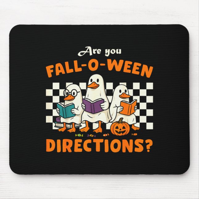 Bist du Fall-o-ween-Anleitung Gespenst-Gans-Lehrer Mousepad (Vorne)
