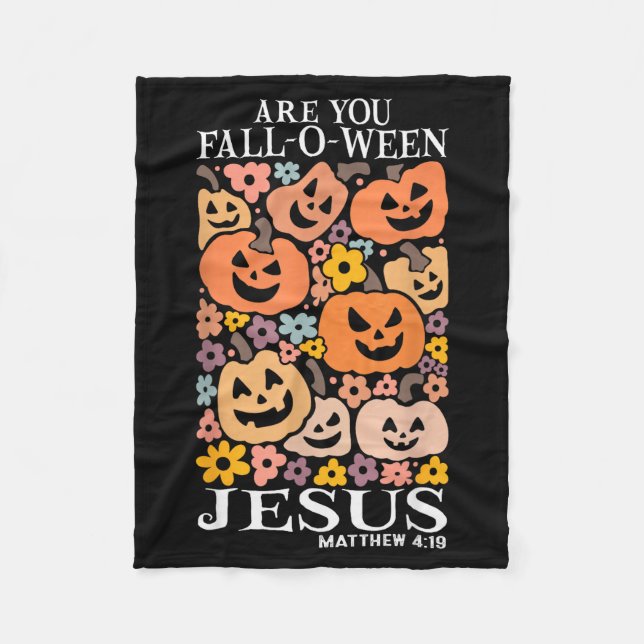 Bist du Fall-o-ween Jesus Kürbisse christlicher Gr Fleecedecke (Vorderseite)