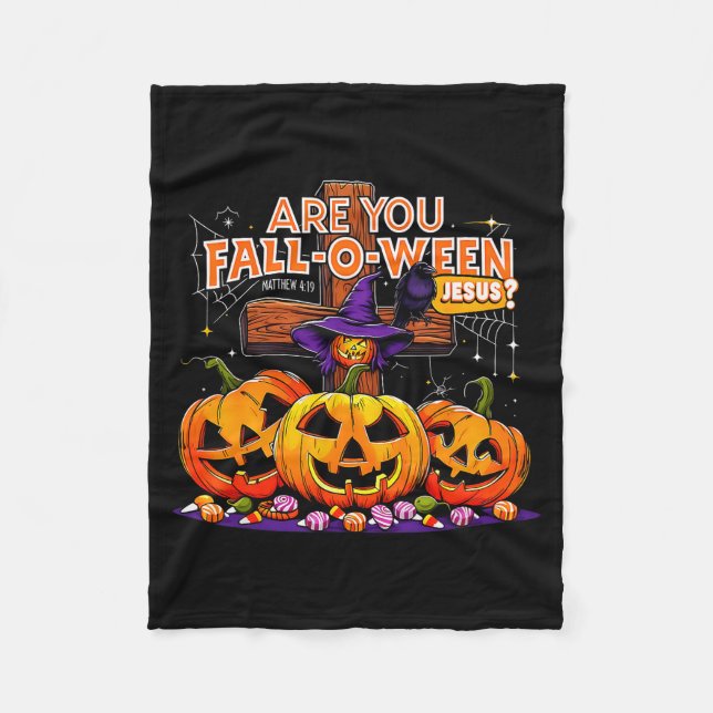 Bist du Fall-o-ween Jesus Lustiger Kürbis _2  Fleecedecke (Vorderseite)