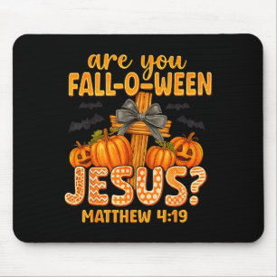 Bist du Fall-o-ween Jesus Matthäus 4_19 Halloween Mousepad