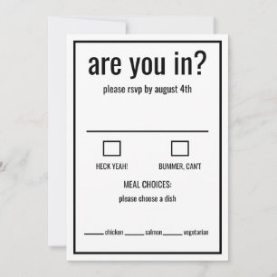 Bist du in lustiger RSVP Schwarz-Weiß-Minimal  Einladung