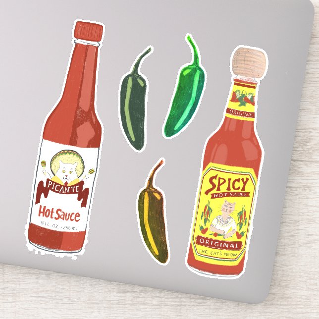 Bist du Kätzchen? Hot Sauces Niedlich Cat Spicy Sa Aufkleber (Detail)
