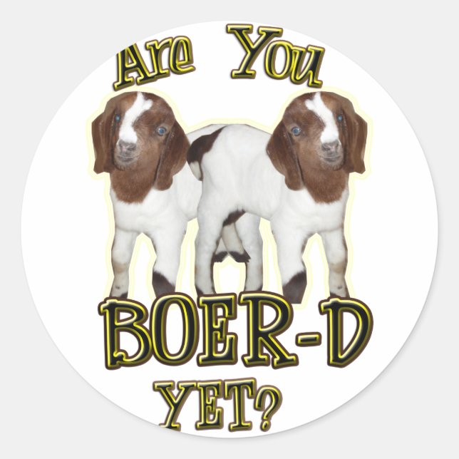 BIST DU NOCH GEFAHREN? BOER GOATS RUNDER AUFKLEBER (Vorderseite)