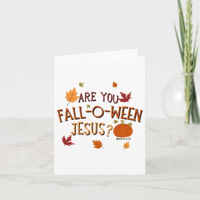 Bist du zwischen Jesus Christlichen Fall Halloween Karte (Vorderseite)