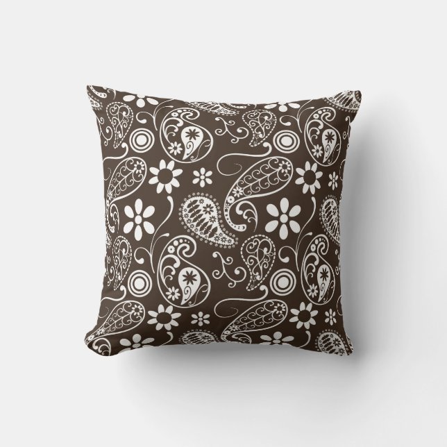 Bistre Brown Paisley Kissen (Vorderseite)