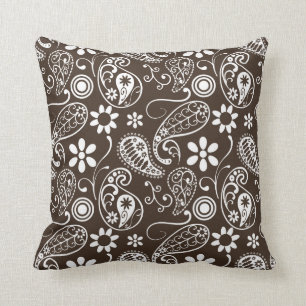 Bistre Brown Paisley Kissen