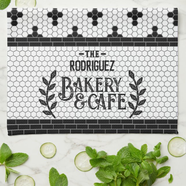 Bistro Tile Personalisierte Küche Handtuch (Gefaltet)