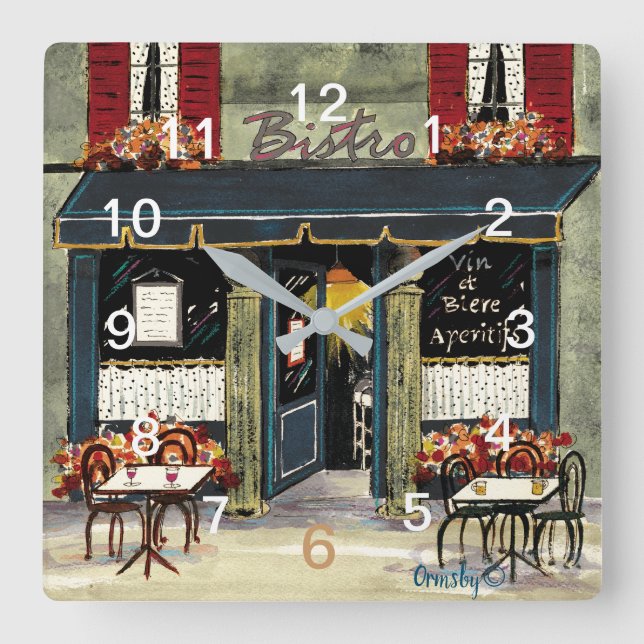 Bistromauer Quadratische Wanduhr (Vorderseite)