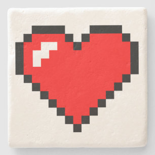 Bit-Pixel-Kunst des Herz-Dieb-8 - lustiger Geeky Steinuntersetzer