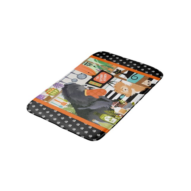 BITCHEN KITCHEN cute dog cooking chef floor mat Badematte (Schrägansicht)