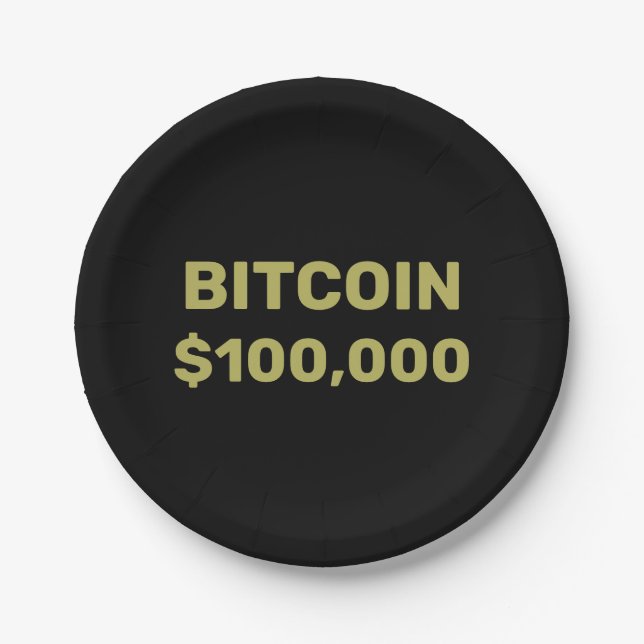 Bitcoin 100000 Feier Pappteller (Vorderseite)