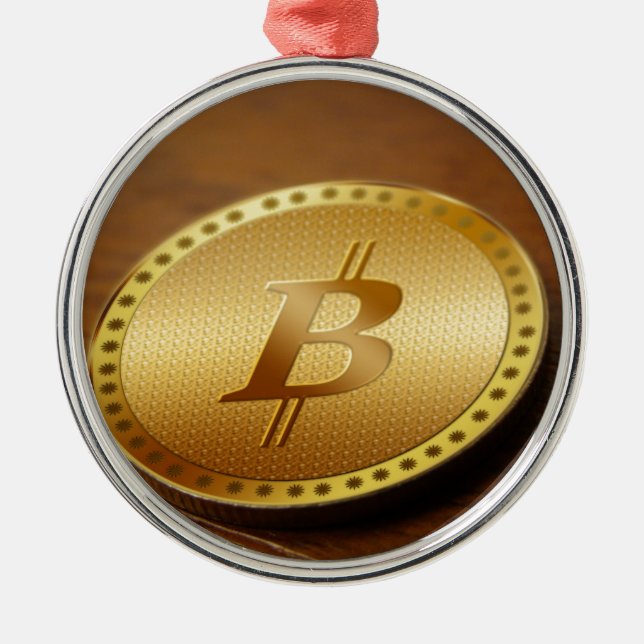 Bitcoin 2 silbernes ornament (Vorne)