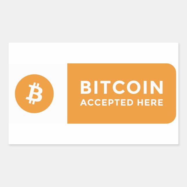 Bitcoin akzeptiert hier rechteckiger aufkleber (Vorderseite)