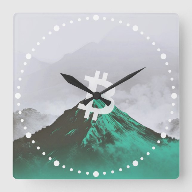 Bitcoin All-Time-High (ATH) Quadratische Wanduhr (Vorderseite)