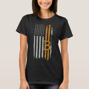 Bitcoin American Flag Patriotic Cryptocurrency Hod T-Shirt
