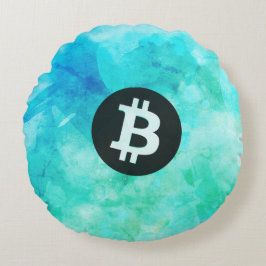 Bitcoin Aquarell (Stil 3 - Strandleben) Rundes Kissen