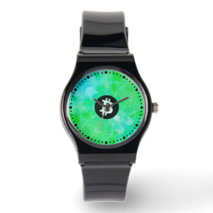 Bitcoin Aquarell (Stil $ - Green Day) Armbanduhr