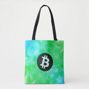 Bitcoin Aquarell (Stil $ - Green Day) Tasche