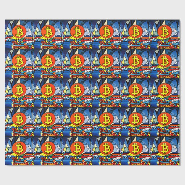 Bitcoin Art Geschenkpapier (Flach)