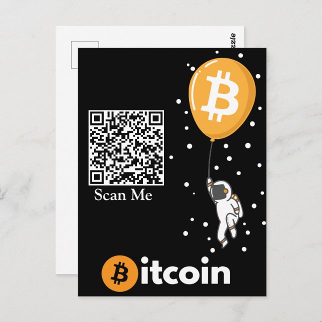 Bitcoin Astronaut zum Mond - Btc Qr Code Crypto Postkarte (Vorne/Hinten)