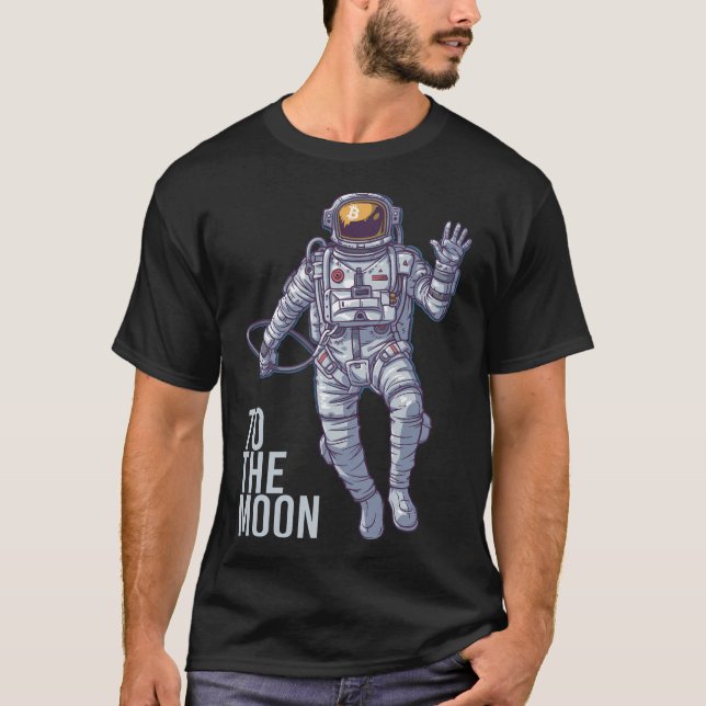 Bitcoin Astronaut zum Mond - leichter Text T-Shirt (Vorderseite)