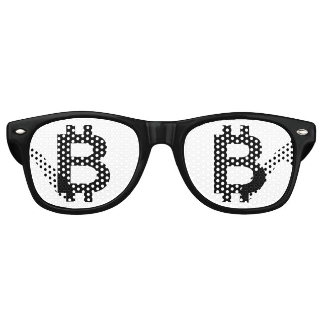 Bitcoin B Bold Party Retro Sonnenbrille (Vorderseite)