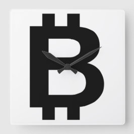 Bitcoin B Bold Wall Clock Quadratische Wanduhr
