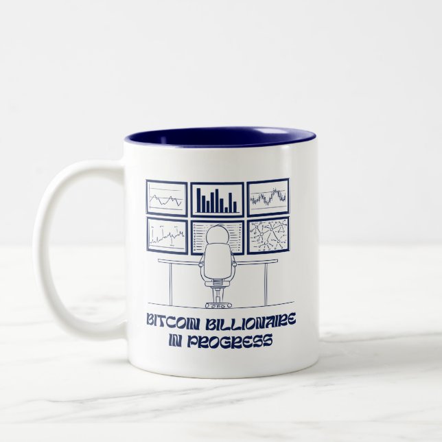 Bitcoin Billionaire in Progress-Tasse Zweifarbige Tasse (Links)