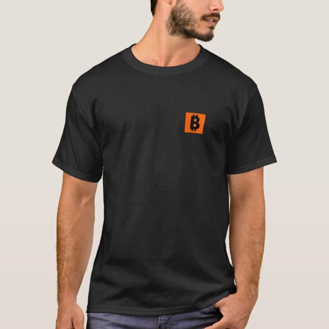 Bitcoin Black Logo Orange Large Middle Zip  T-Shirt (Vorderseite)