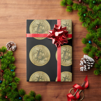 Bitcoin Black Wrapping Paper Geschenkpapier