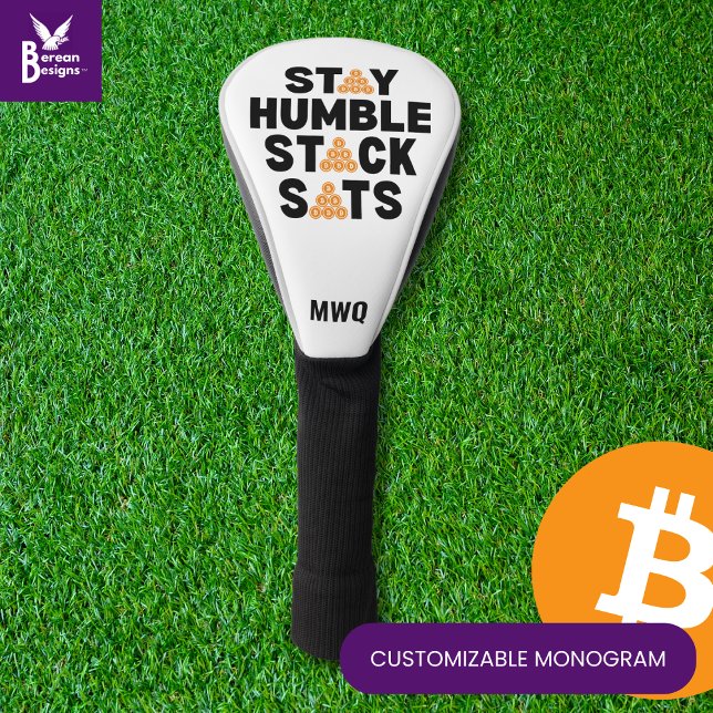 Bitcoin BLEIBE HUMBLE STACK SATS Krypto Golf Headcover (Fun STAY HUMBLE STACK SATS Bitcoin Crypto Golf Head Cover with CUSTOMIZABLE TEXT Gift for Golfers)