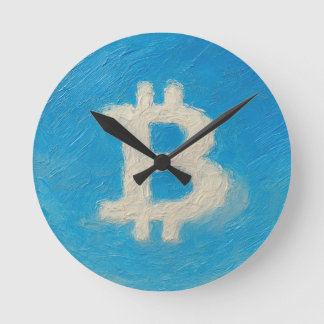 Bitcoin Blue Sky (Oil, Style: 1) Runde Wanduhr