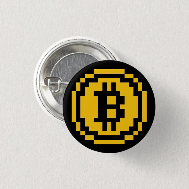 Bitcoin BTC 8-Bit-Logo | Knopf Button (Vorne & Hinten)