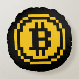 Bitcoin BTC 8-Bitrundes Wurfs-Kissen logo-| Rundes Kissen
